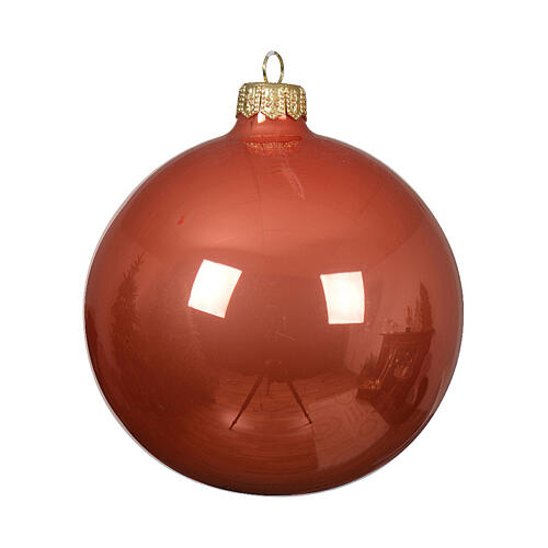 Set 4 palline 100 mm arancio lucido vetro soffiato 2