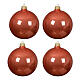 Set of 4 orange shiny blown glass baubles 100 mm s1