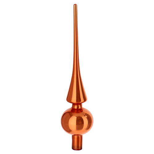 Puntale albero vetro soffiato h 26 cm arancio 6 cm diametro 1