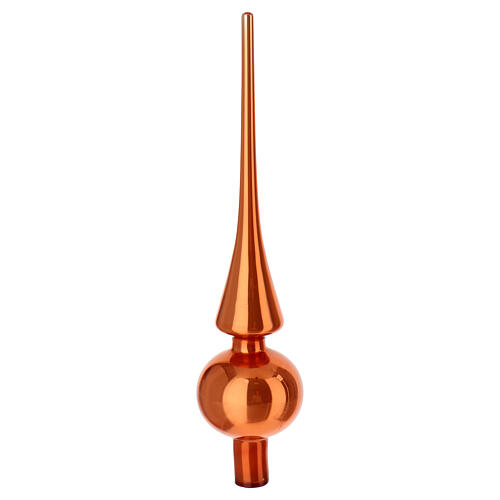Puntale albero vetro soffiato h 26 cm arancio 6 cm diametro 2