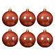 Set 6 palline di vetro 60 mm arancione zucca s1