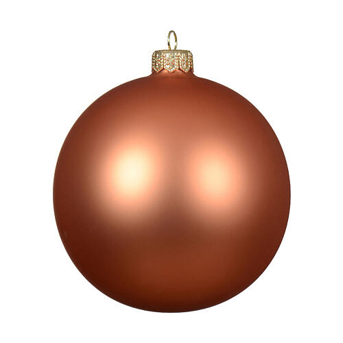 Set of 6 Christmas balls, opaque orange glass, 3 in 2