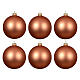 Set of 6 Christmas balls, opaque orange glass, 3 in s1