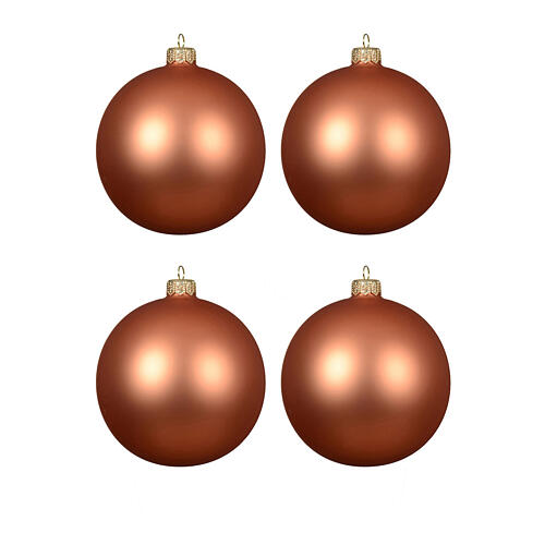 Weihnachtskugeln, 4-teiliges Set, mattes Glas, kürbisorange, 100 mm 1
