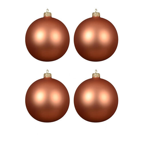 Set 4 boules Noël 100 mm verre orange citrouille mat 1