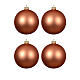 Set 4 boules Noël 100 mm verre orange citrouille mat s1