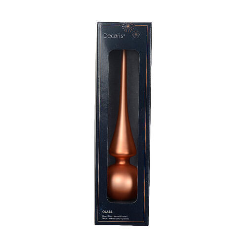 Puntale h 26 cm albero vetro soffiato arancio diametro 6 cm 2
