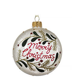 Merry Christmas transparent glass bauble 80 mm