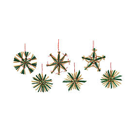 Decoraciones para árbol de pajizo dm 6 cm estrellas colores surtidos 12 piezas