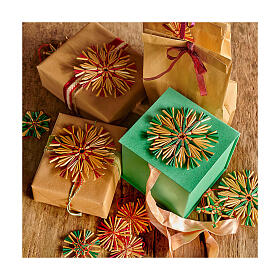 Décorations pour sapin en paille diam. 6 cm étoiles couleurs assorties 12 pcs