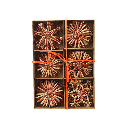 Addobbi per albero in paglia dm 6 cm stelle colori assortiti 12 pezzi 5