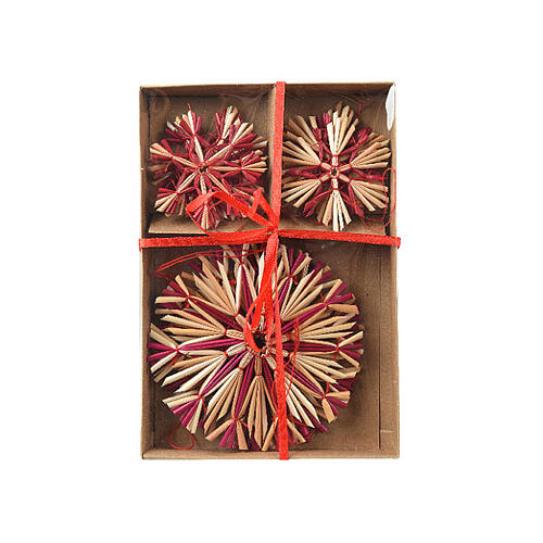 Assorted star-shaped straw tree decorations, max 11 cm diameter, set of 9 6