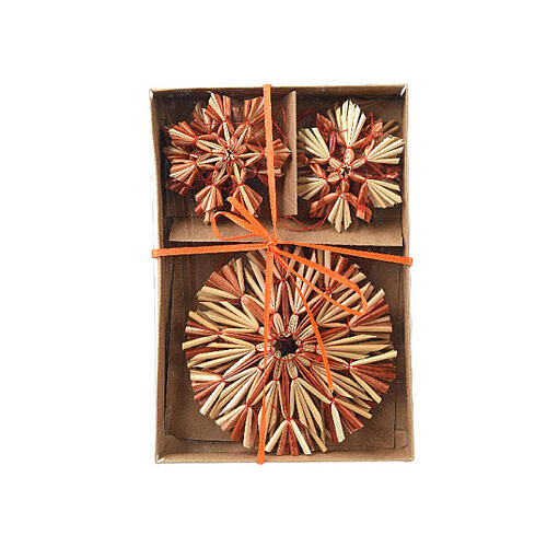 Assorted star-shaped straw tree decorations, max 11 cm diameter, set of 9 7