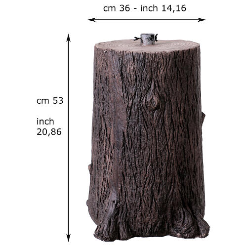 Log-shaped base for Christmas trees up to 95 in, 14x14x21 in 3