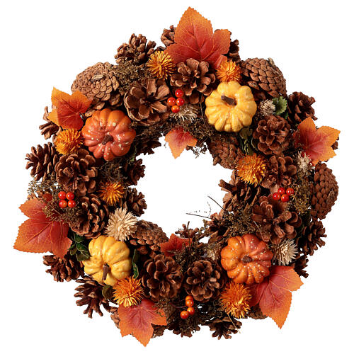 Fall wreath with leaves and berries, 14 in diameter 1