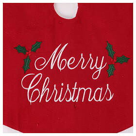 Copribase albero di Natale con scritta rosso bianco  90 cm