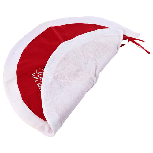 Copribase albero di Natale con scritta rosso bianco  90 cm 3