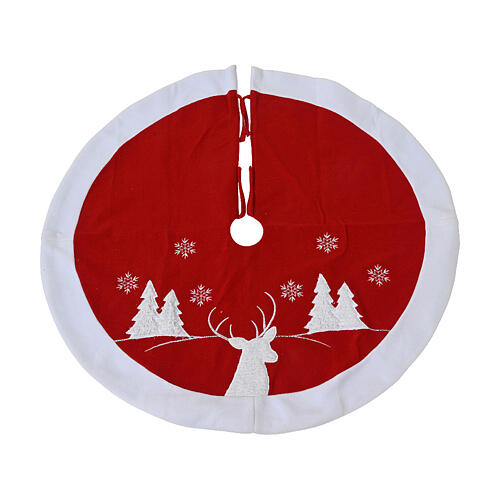 Christmas tree skirt with snowflakes and reindeer, 35 in 1