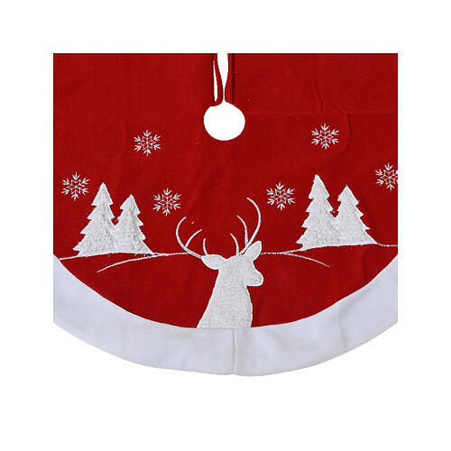 Christmas tree skirt with snowflakes and reindeer, 35 in 2