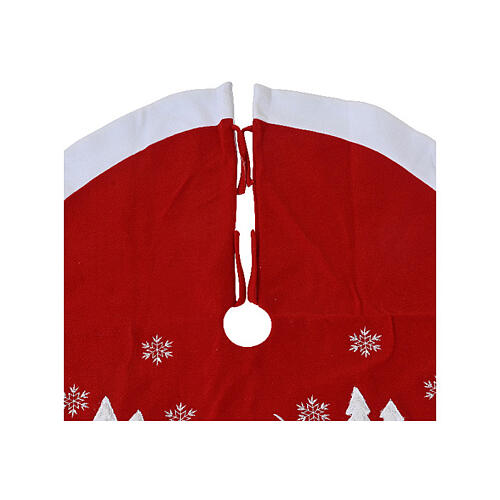 Fonda para base árbol de Navidad copos de nieve y renos 90 cm 3