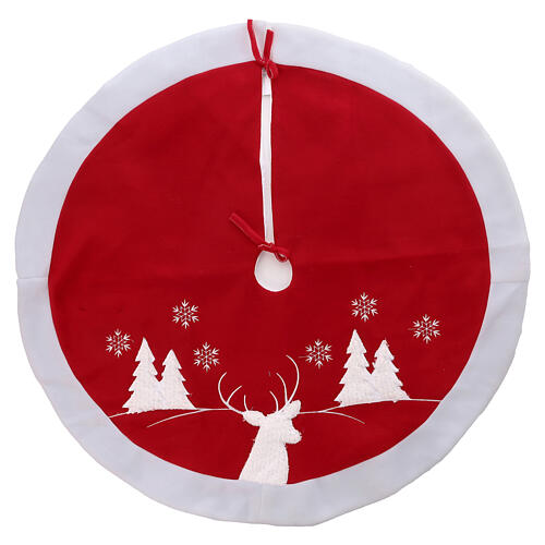 Fonda para base árbol de Navidad copos de nieve y renos 90 cm 1