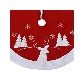 Christmas tree skirt snowflake and reindeer, 90 cm