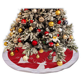 Christmas tree skirt snowflake and reindeer, 90 cm