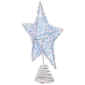 Christmas tree topper, white metallic star, 8x8 in