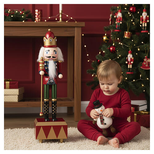 Wooden nutcracker music box, 12x4x4 in 2