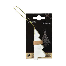 Tree-shaped Christmas ornament, 100% FSC white paper, 3 in