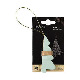 Christmas tree decoration of aquamarine 100% FSC paper, 3 in