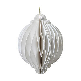 Boule décorative sapin Noël 100% FSC blanc 8 cm