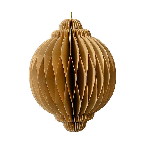 Decorazione natalizia sfera carta 100% FSC color sabbia 8 cm 1