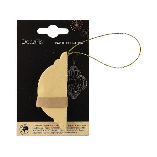 Decorazione natalizia sfera carta 100% FSC color sabbia 8 cm 2