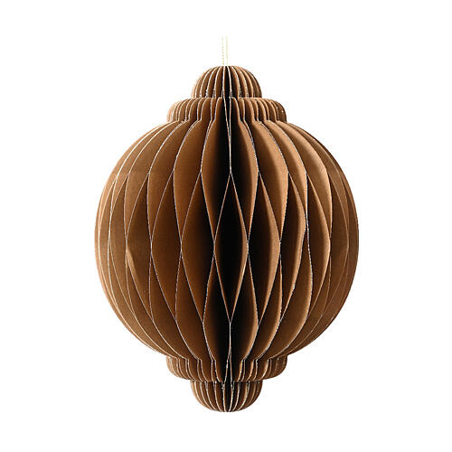 Hazelnut-coloured Christmas decoration, 3 in, 100% FSC paper, spherical shape 1