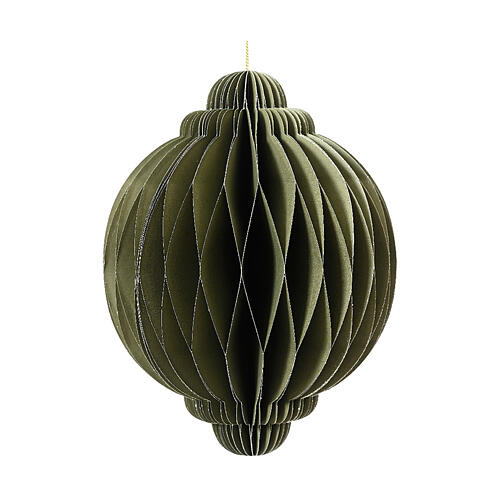 Decorazione verde per albero di Natale carta 100% FSC sfera 8 cm 1