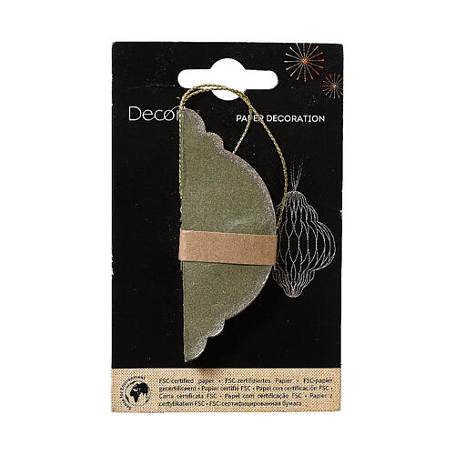 Decorazione verde per albero di Natale carta 100% FSC sfera 8 cm 2