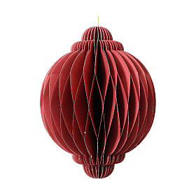 Red Christmas decoration, h 3 in, sphere of 100% FSC paper