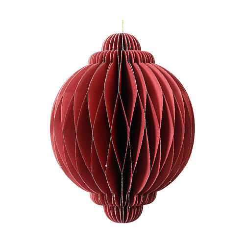 Red Christmas decoration, h 3 in, sphere of 100% FSC paper 1