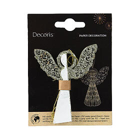 Angel-shaped Christmas ornament, white 100% FSC paper, 3x2.5 in