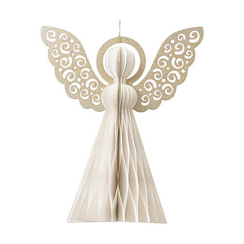 Decoro Angelo in carta FSC 100% per albero Natale bianco 8x7 cm 1