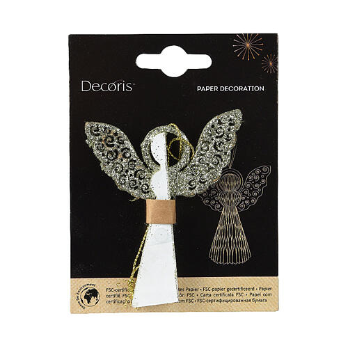 Decoro Angelo in carta FSC 100% per albero Natale bianco 8x7 cm 2