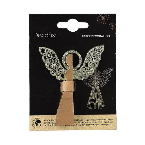 Decoración para árbol de Navidad papel 100% FSC ángel color avellana 8 cm 2