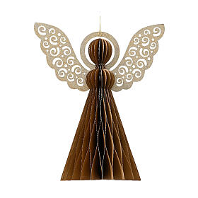 Ornamento para árvore de Natal papel 100% FSC anjo cor de avelã 8 cm