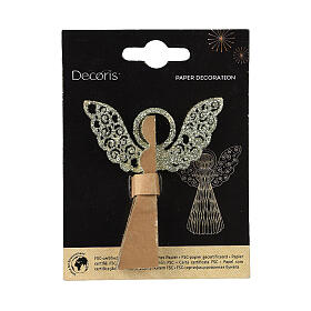 Ornamento para árvore de Natal papel 100% FSC anjo cor de avelã 8 cm