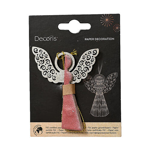 Angel-shaped decoration for Christmas tree, red paper, 100% FSC, 3 in 2