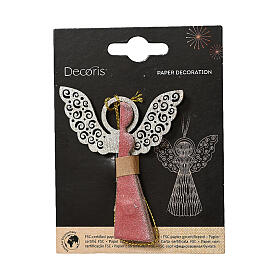 Decoración ángel 8 cm color rojo para árbol de Navidad papel 100% FSC