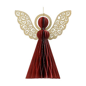 Ornamento anjo 8 cm vermelho para árvore de Natal papel 100% FSC