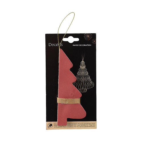 Paper decoration of red FSC paper, Christmas tree, h 6 in 2