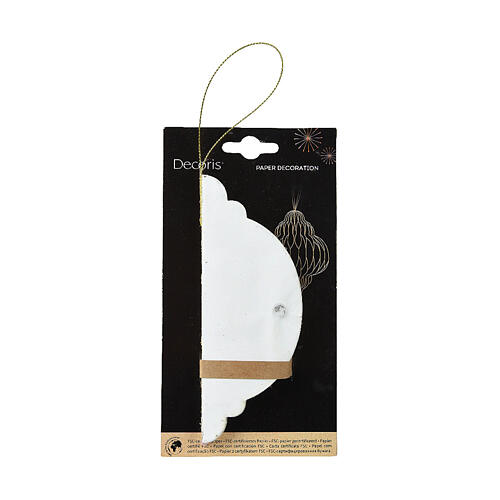 Decoración esférica navideña blanca papel 100% FSC h 15 cm 2